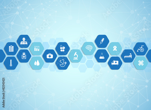 Medical background and icons to treat patients.