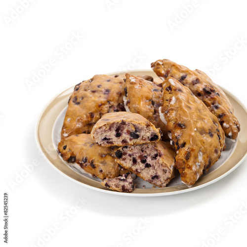 Blueberry Scones on white background. Selective focus.