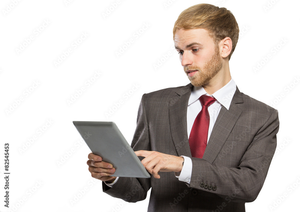young businessman using tablet young businessman using tablet