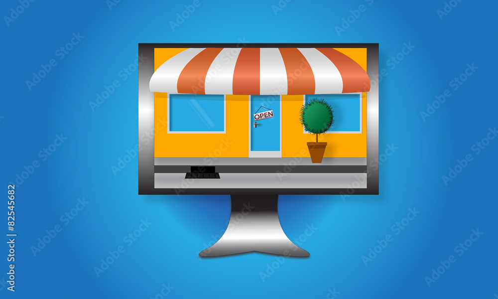 negozio e-commerce per vendita online Stock Vector | Adobe Stock