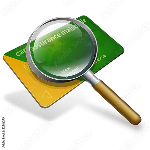 Carte d'assurance maladie à la loupe (3D)