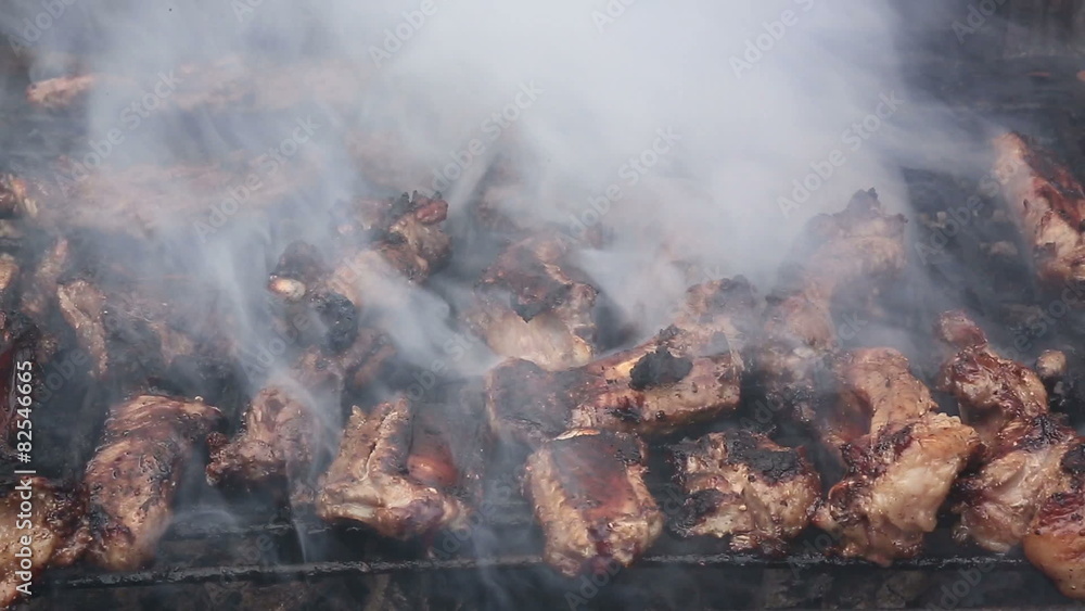 Ribs on barbecue grill Ribs on barbecue grill