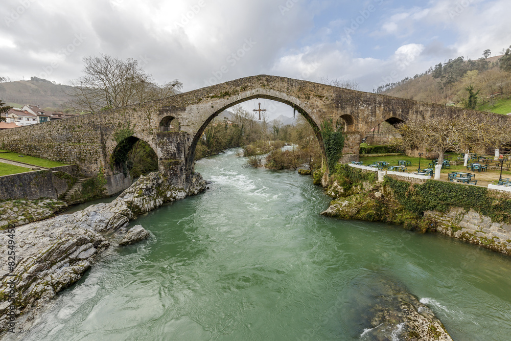 Roman stone bridge in Cangas de Onis