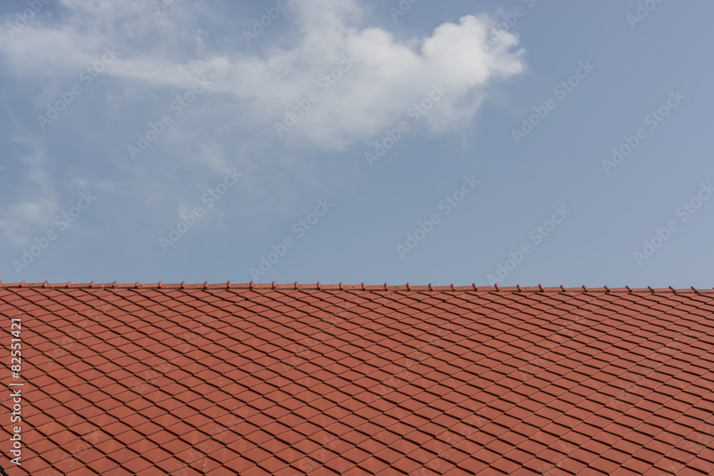 red roof with blue sky