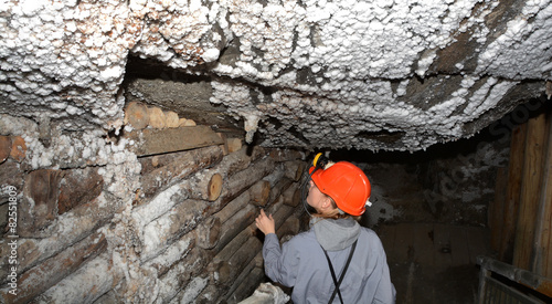 Miner in salt mine