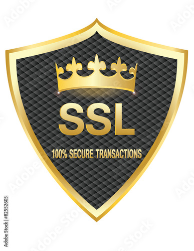 SSL Protection Secure Gold Shield Vector Illustration Icon
