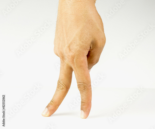 Fingers walking on white background