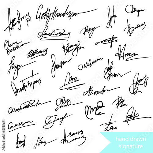 Hand drawn signature signs and simbols