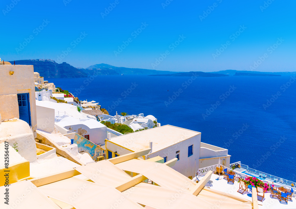 Fototapeta premium in Oia the most beautiful village of Santorini island in Greece