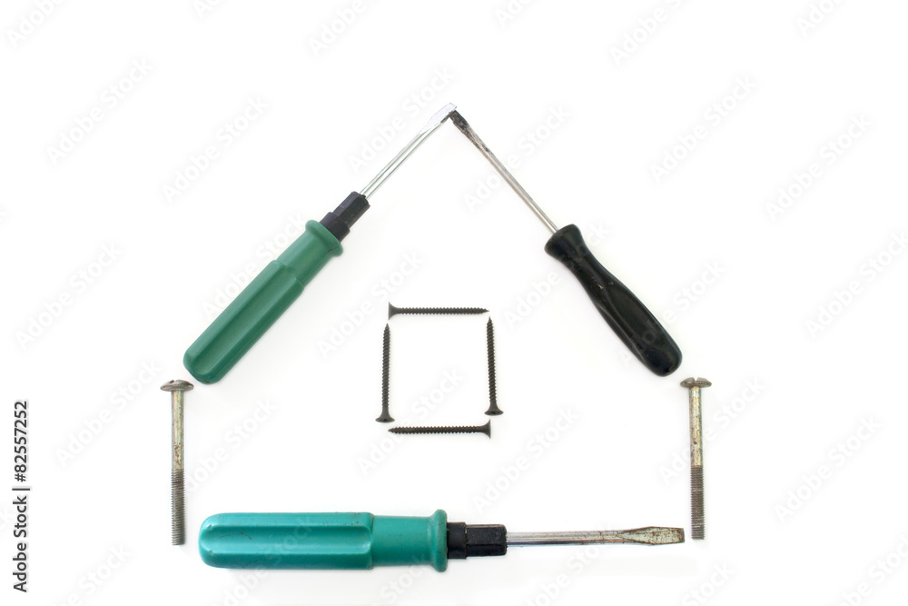 House of screwdrivers on a white background House of screwdrivers on a white background