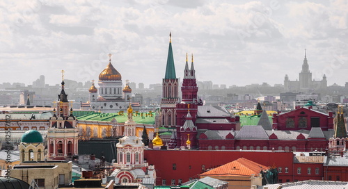 View of the Moscow cathedrals, the Kremlin and the roof