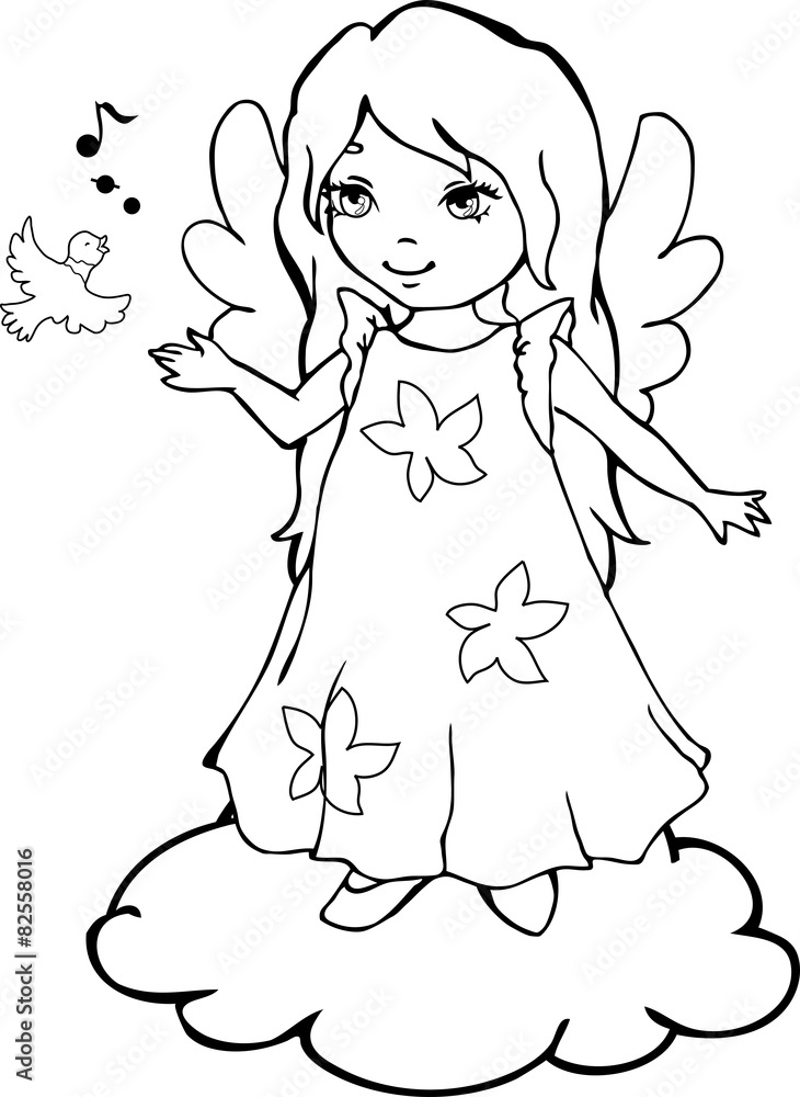 Cute Angel cartoon for coloring