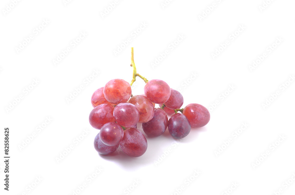 Fresh bunch of red grapes Isolated on white background.