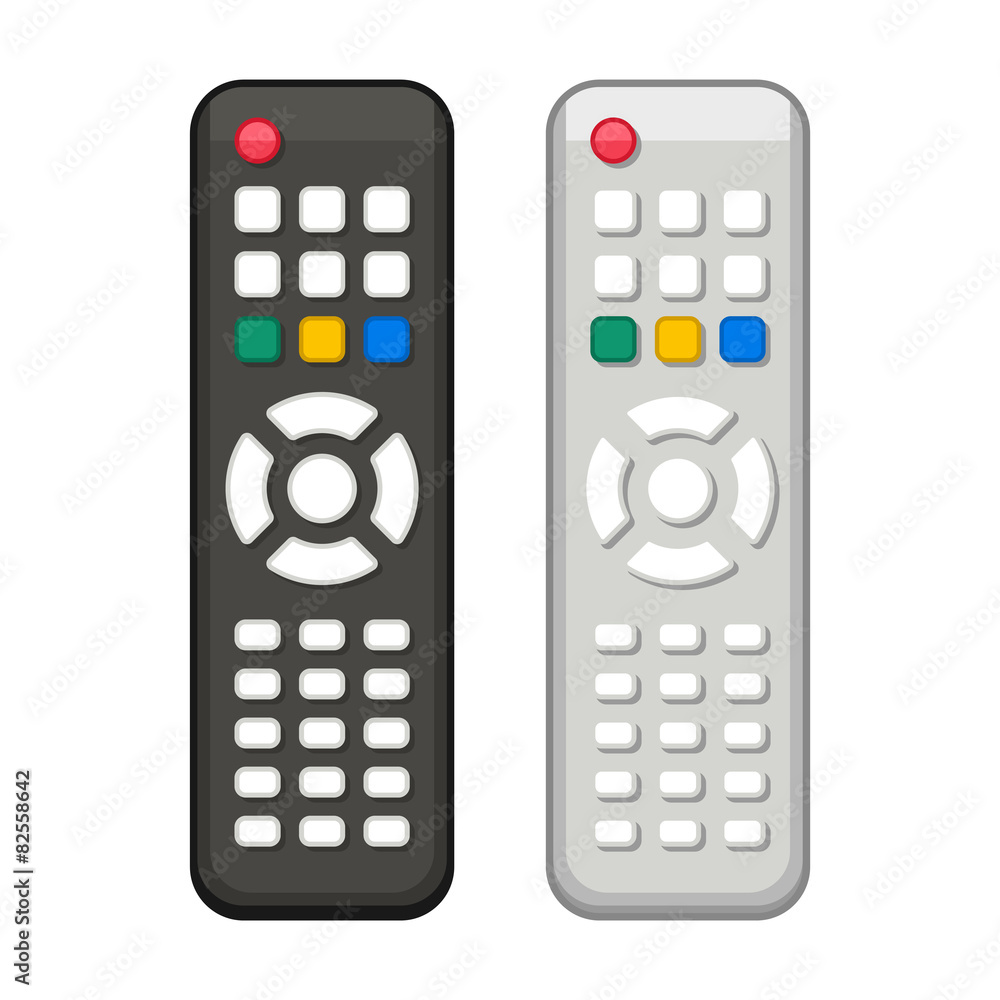 TV Remote Control in Black and White Design. Vector TV Remote Control in Black and White Design. Vector