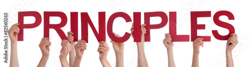 Фотография People Hands Holding Red Straight Word Principles