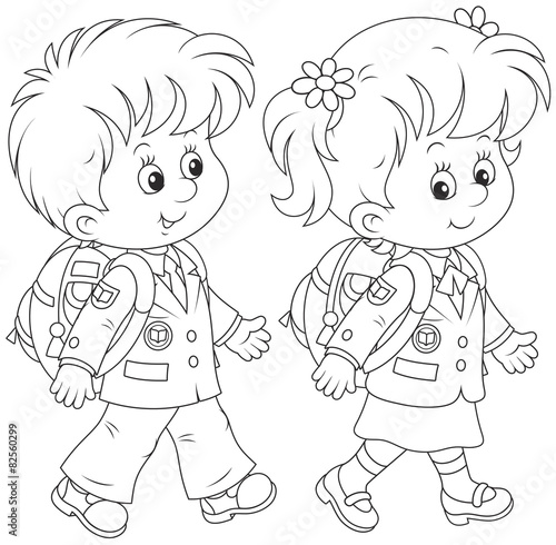 schoolgirl and schoolboy