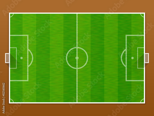 Top view of soccer pitch. Association football field with goals