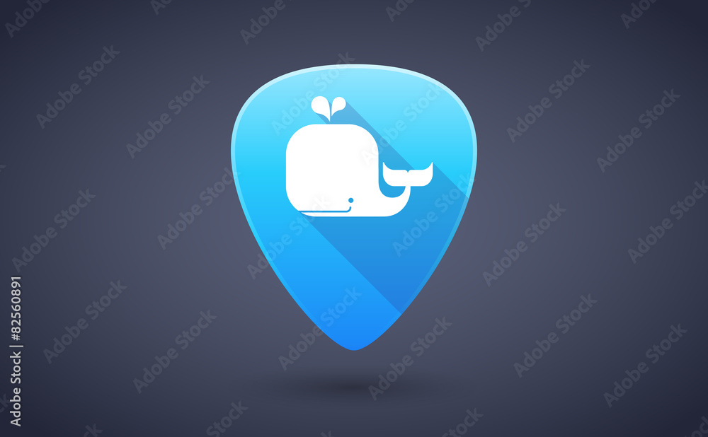 Blue guitar pick icon with a whale Blue guitar pick icon with a whale