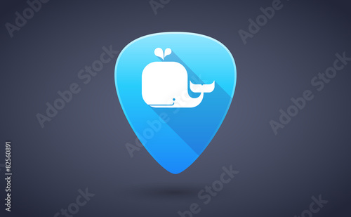 Blue guitar pick icon with a whale