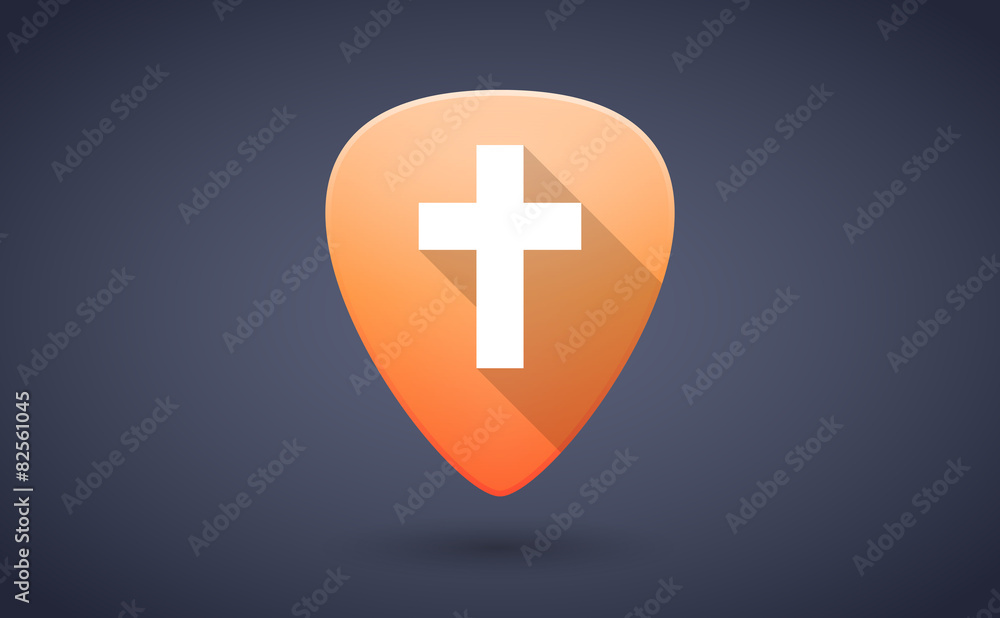 Fototapeta premium Orange guitar pick icon with a cross