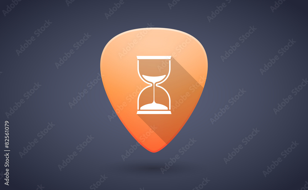 Orange guitar pick icon with a sand clock Orange guitar pick icon with a sand clock