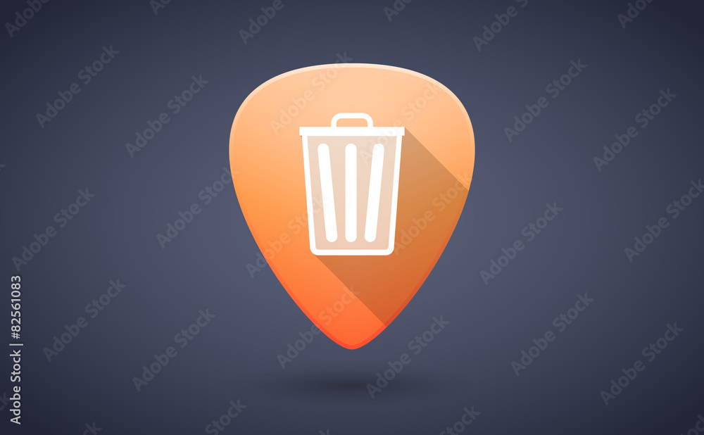 Orange guitar pick icon with a trash can Orange guitar pick icon with a trash can