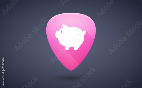 Pink guitar pick icon with a pig