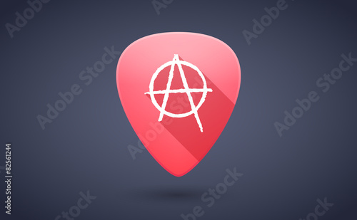 Red guitar pick icon with an anarchy sign