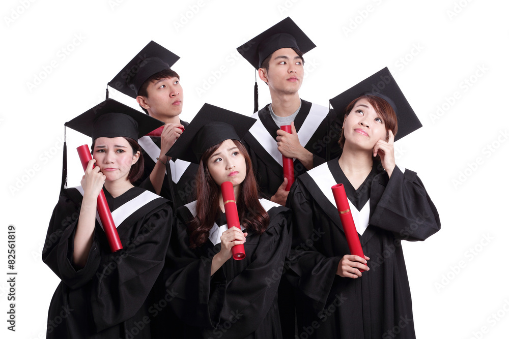 group of graduates student think group of graduates student think