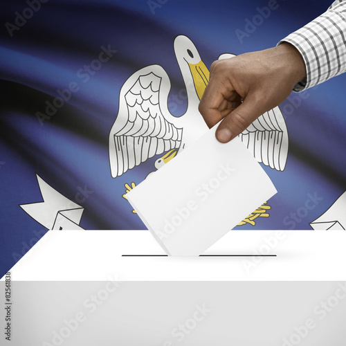 Ballot box with US state flag on background series - Louisiana photo