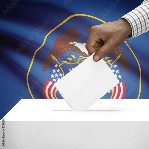 Ballot box with US state flag on background series - Utah photo