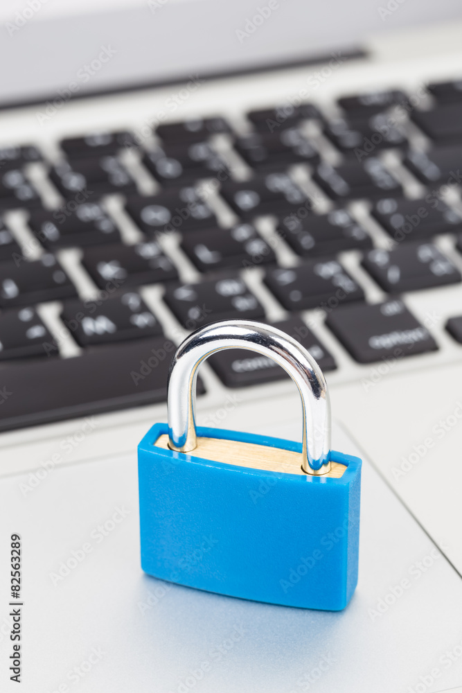 Padlock on keyboard concept computer security Padlock on keyboard concept computer security