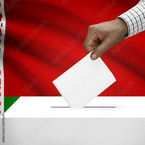 Ballot box with national flag on background series - Belarus photo