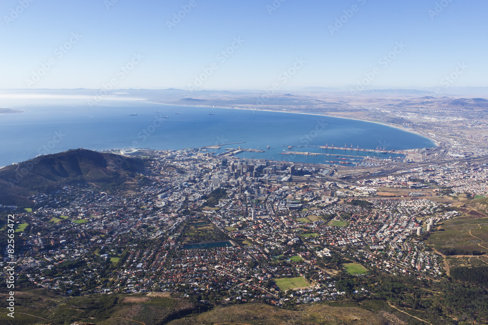 View of Cape Town from Table Mountain in South Africa