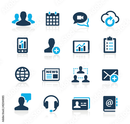 Icons set for Business technology network Azure Series