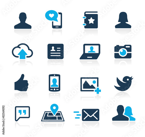 Icons Set for social communications Azure Series