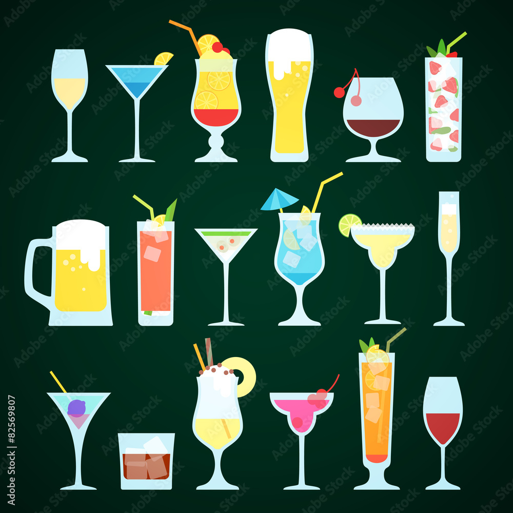 Various alcoholic drinks on a dark background. Various alcoholic drinks on a dark background.