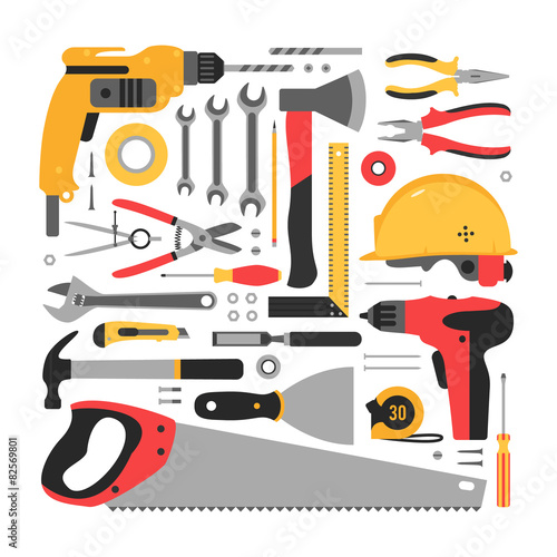 Set of construction tools. 
