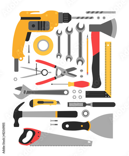 Set of construction tools. 