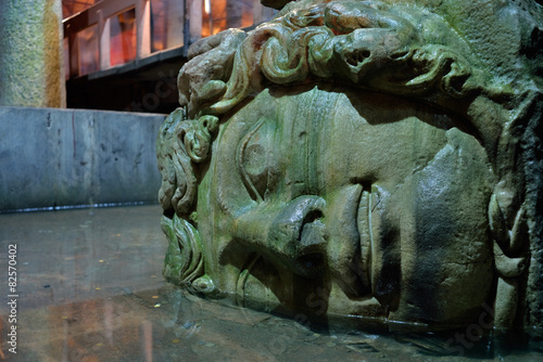 Medusa haed in the Basilica Cistern, Istanbul, Turkey. © PrimeMockup