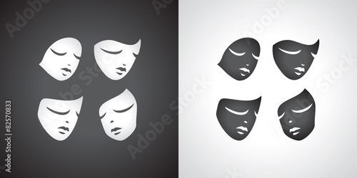 theatrical mask set. Comedy tragediya.Yin and Yang.