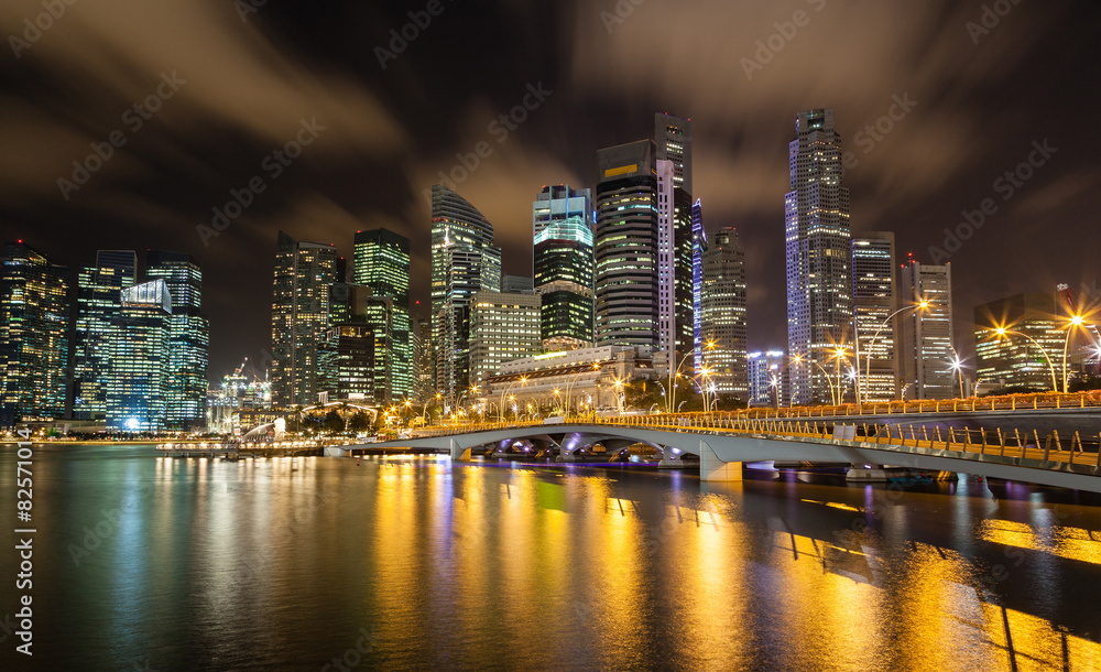 Singapore Cityscape at Night on the Marina Bay