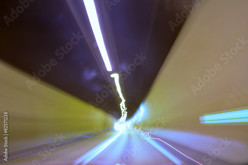 Cars in a tunnel - slow shutter speed