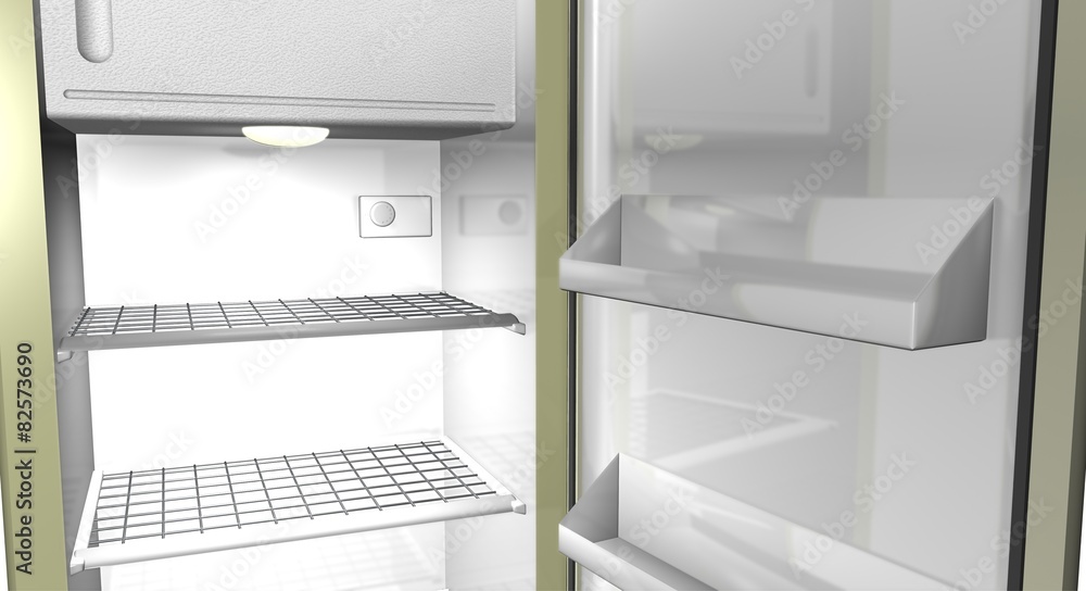 Illustration of a shiny refrigerator interior Illustration of a shiny refrigerator interior