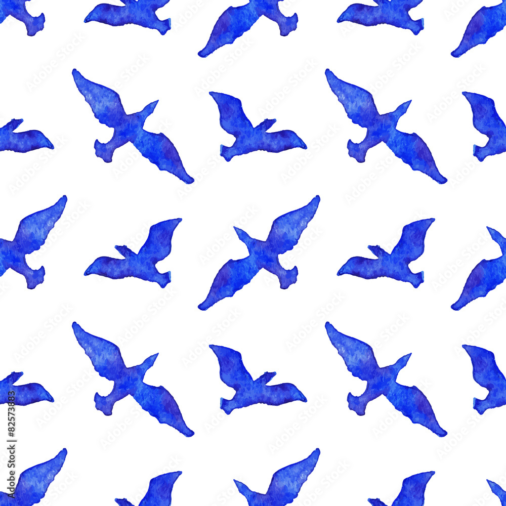 Obraz Watercolor blue violet seamless pattern