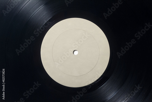 Closeup of Vinyl Long Play Record with Label photo