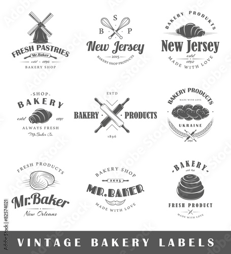Set of vintage bakery labels