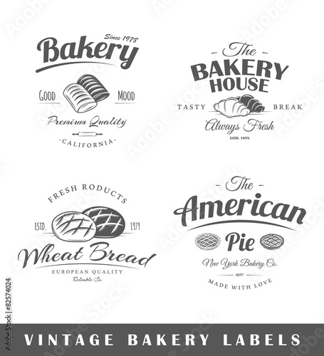 Set of vintage bakery labels