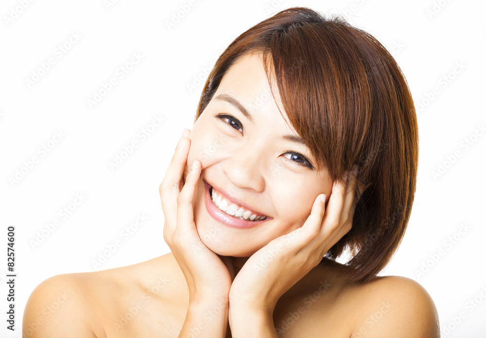 happy and beautiful young woman face happy and beautiful young woman face