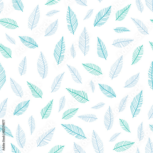 Vectgor blue green feathers pastel seamless pattern background